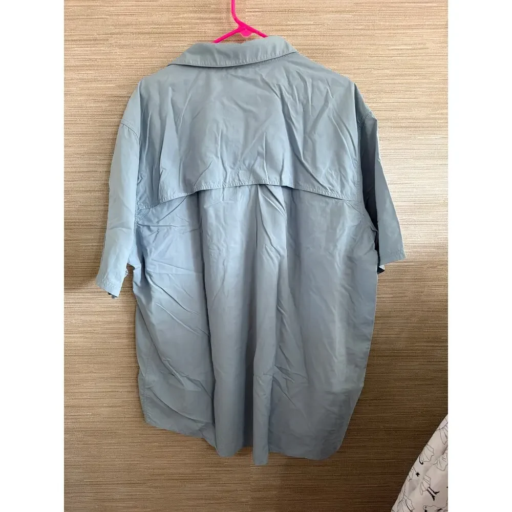 Nepallo Sky blue Short sleeve men's Fishing shirt size XXL